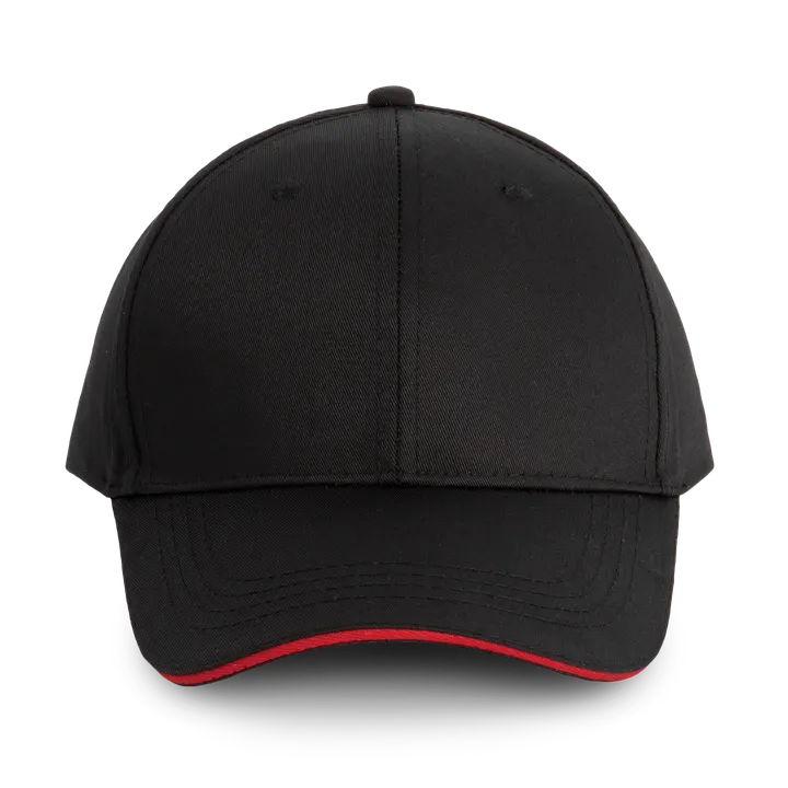 6-Panel-Cap mit Kontrast-Sandwichschirm Black / Red