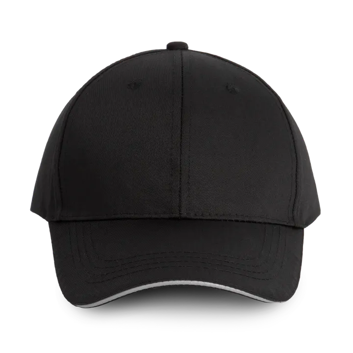 6-Panel-Cap mit Kontrast-Sandwichschirm Black / Silver