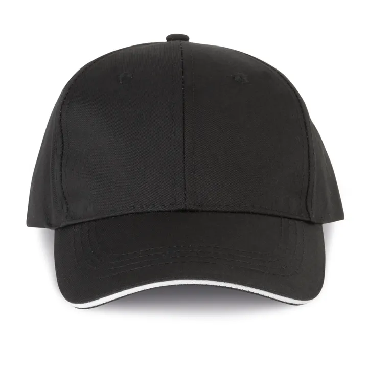 6-Panel-Cap mit Kontrast-Sandwichschirm Black / White