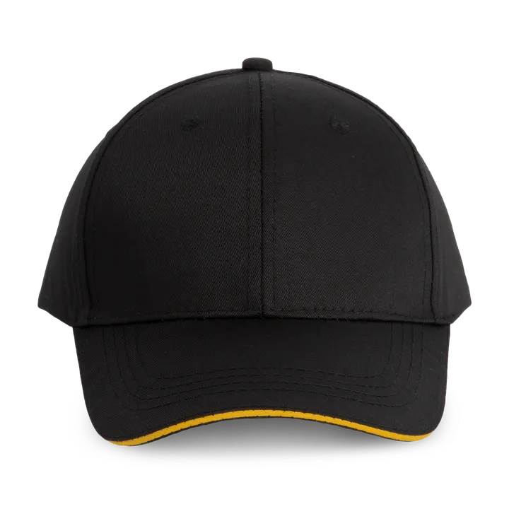 6-Panel-Cap mit Kontrast-Sandwichschirm Black / Yellow