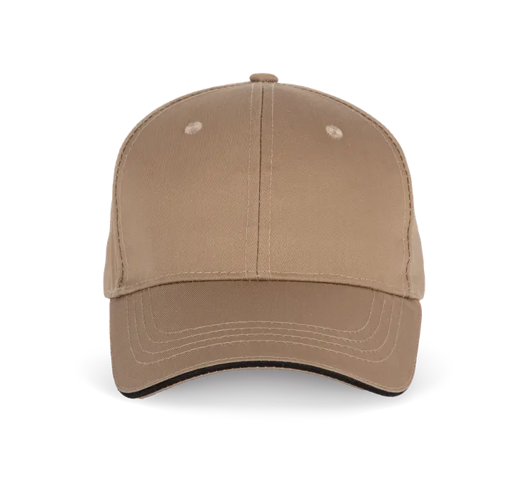 6-Panel-Cap mit Kontrast-Sandwichschirm Camel / Black