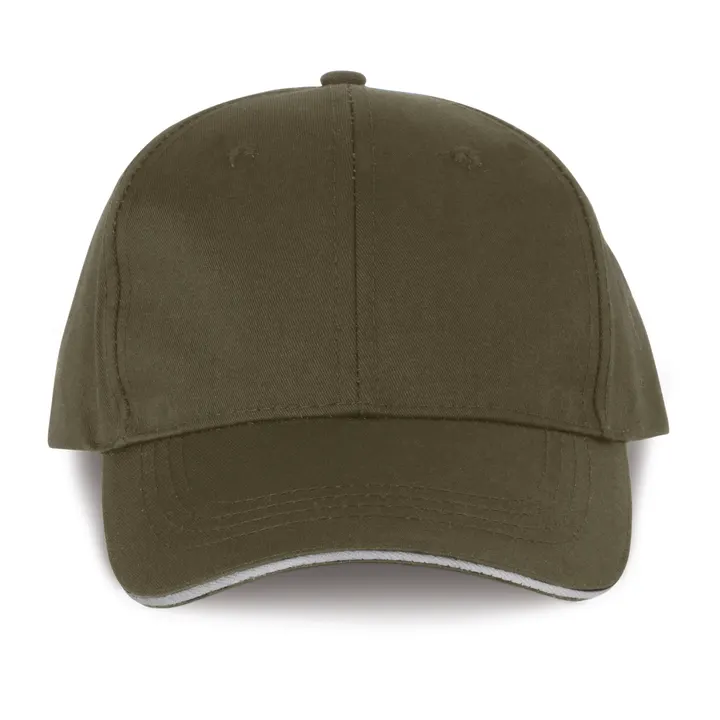 6-Panel-Cap mit Kontrast-Sandwichschirm Khaki / Light Grey