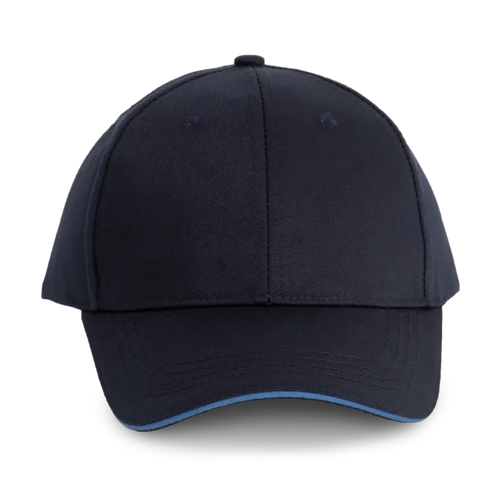 6-Panel-Cap mit Kontrast-Sandwichschirm Navy / Light Royal Blue