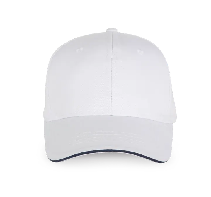 6-Panel-Cap mit Kontrast-Sandwichschirm White / Navy