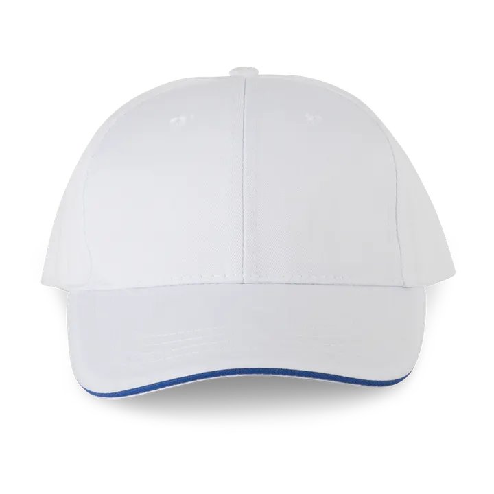 6-Panel-Cap mit Kontrast-Sandwichschirm White / Royal Blue