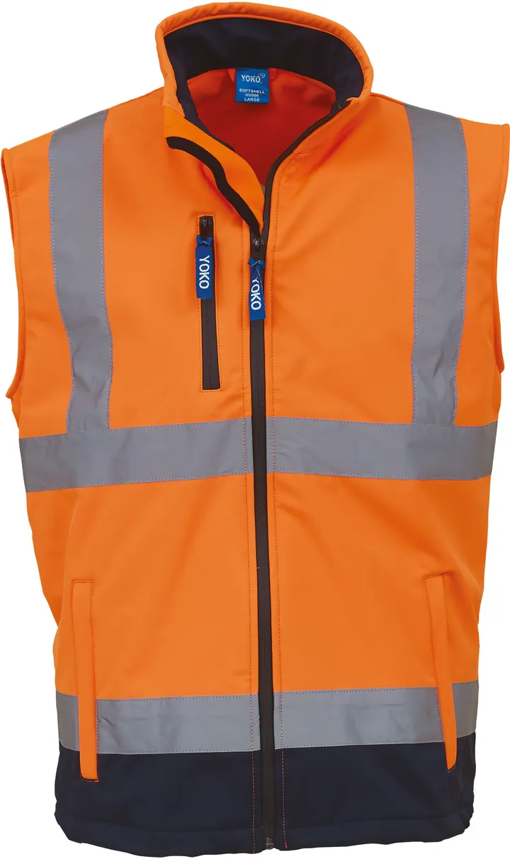 Hi-Vis Softshell Gilet Hi Vis Orange / Navy