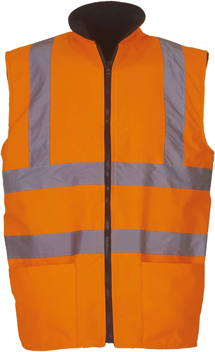 Wendeweste aus Fleece in Warnfarbe Hi Vis Orange