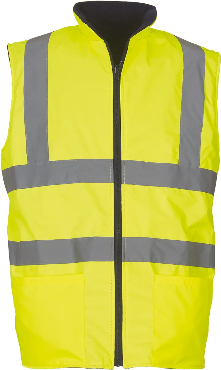 Wendeweste aus Fleece in Warnfarbe Hi Vis Yellow