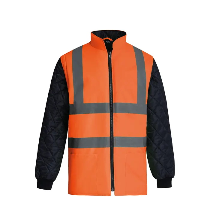 Veste matelassée haute visibilité avec manches détachables Hi Vis Orange / Navy