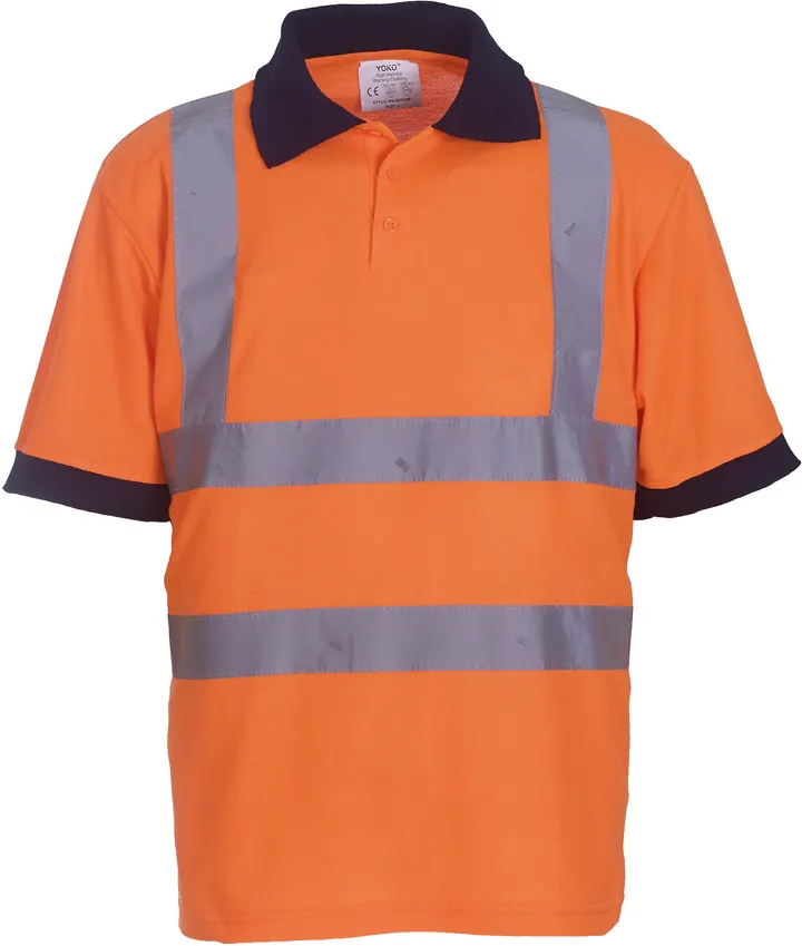 YOKO Kurzärmliges Polo Shirt in Warnfarbe Hi Vis Orange
