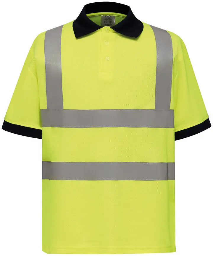 YOKO Kurzärmliges Polo Shirt in Warnfarbe Hi Vis Yellow