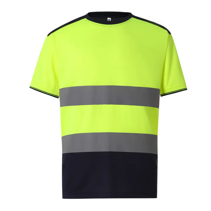 Zweifarbiges Warn-T-Shirt Hi Vis Yellow / Navy