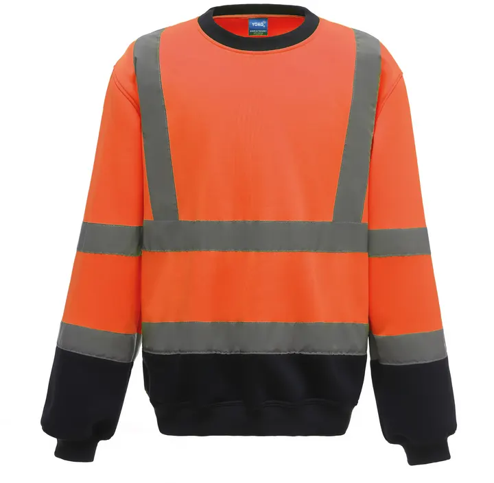 Sweat-shirt haute visibilité col rond Hi Vis Orange / Navy