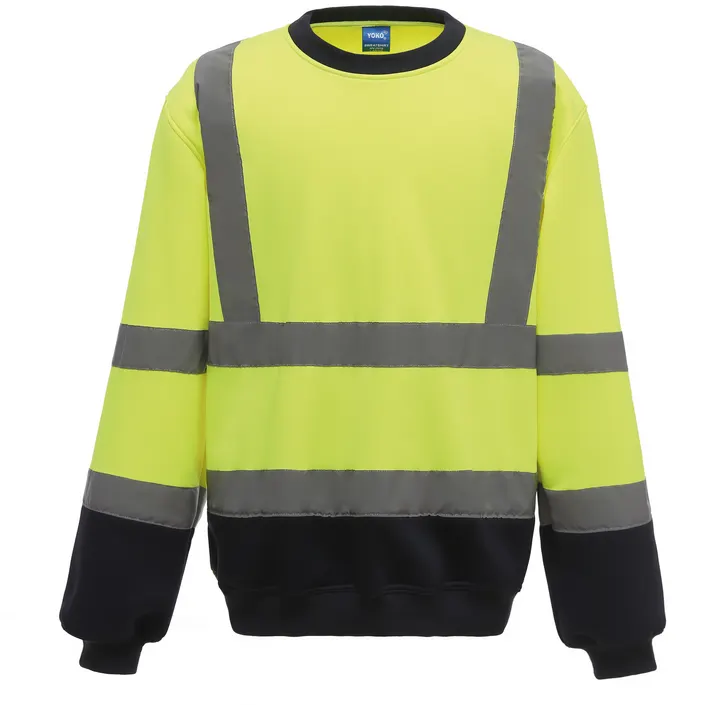 Sweat-shirt haute visibilité col rond Hi Vis Yellow / Navy