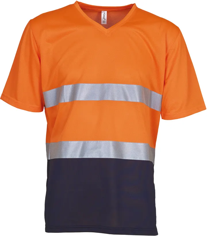 T-shirt col V haute visibilité Top Cool Hi Vis Orange / Navy