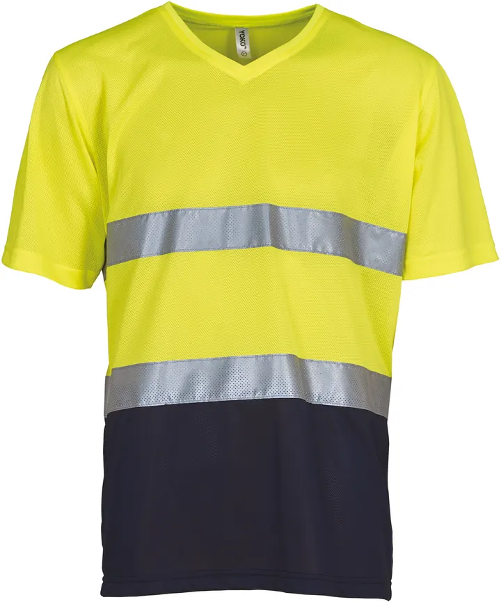 T-shirt col V haute visibilité Top Cool Hi Vis Yellow / Navy