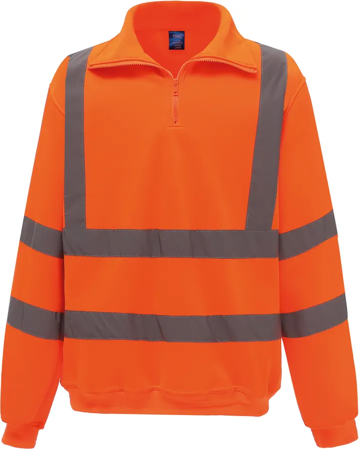 Sweat-shirt 1/4 zip haute visibilité Hi Vis Orange