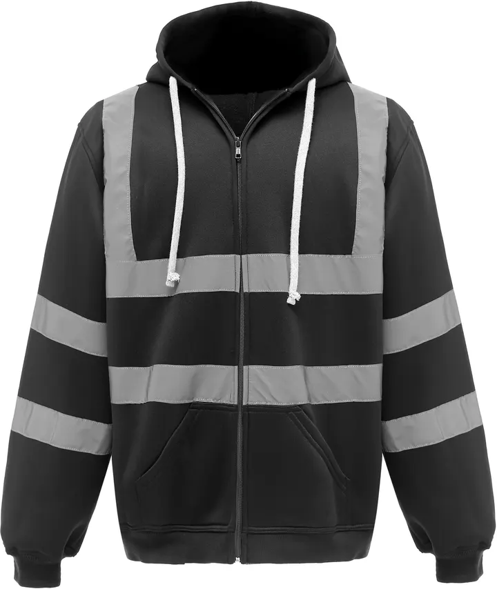 YOKO Kapuzenpullover mit Reißverschluss in Warnfarbe Black