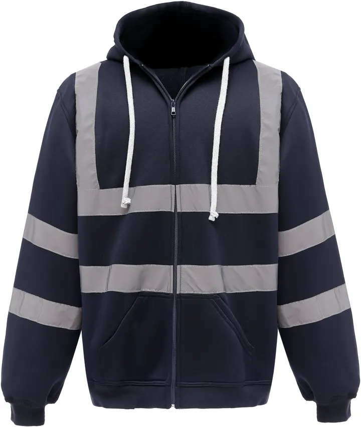 YOKO Kapuzenpullover mit Reißverschluss in Warnfarbe Navy