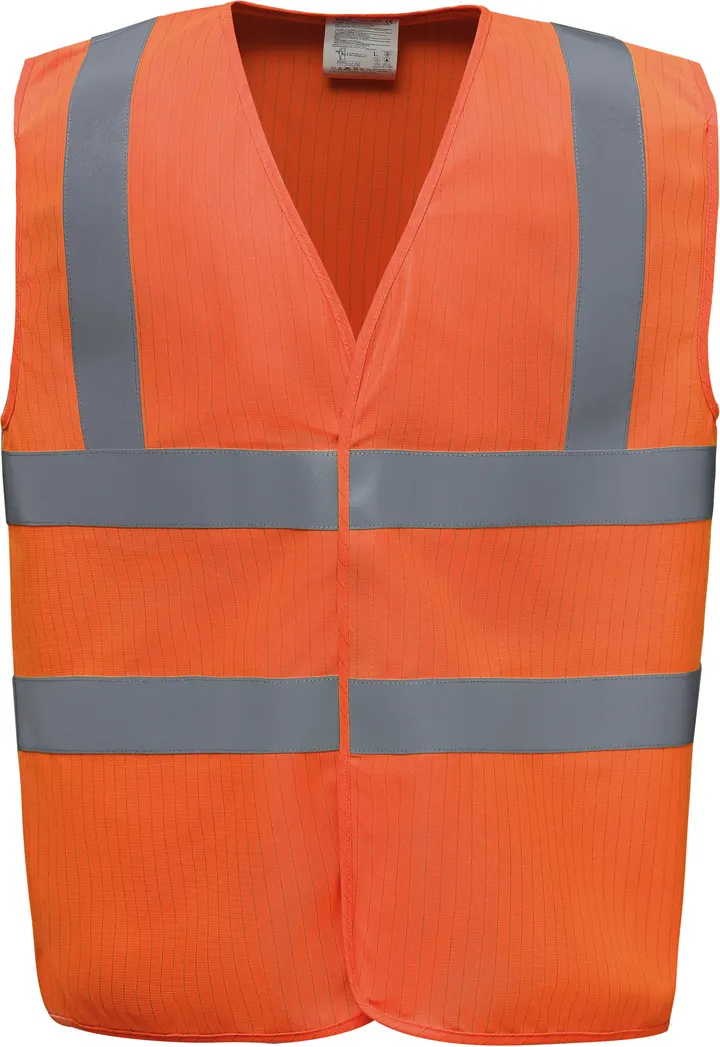 High visibility, anti-static and flame retardant waiscoast Hi Vis Orange