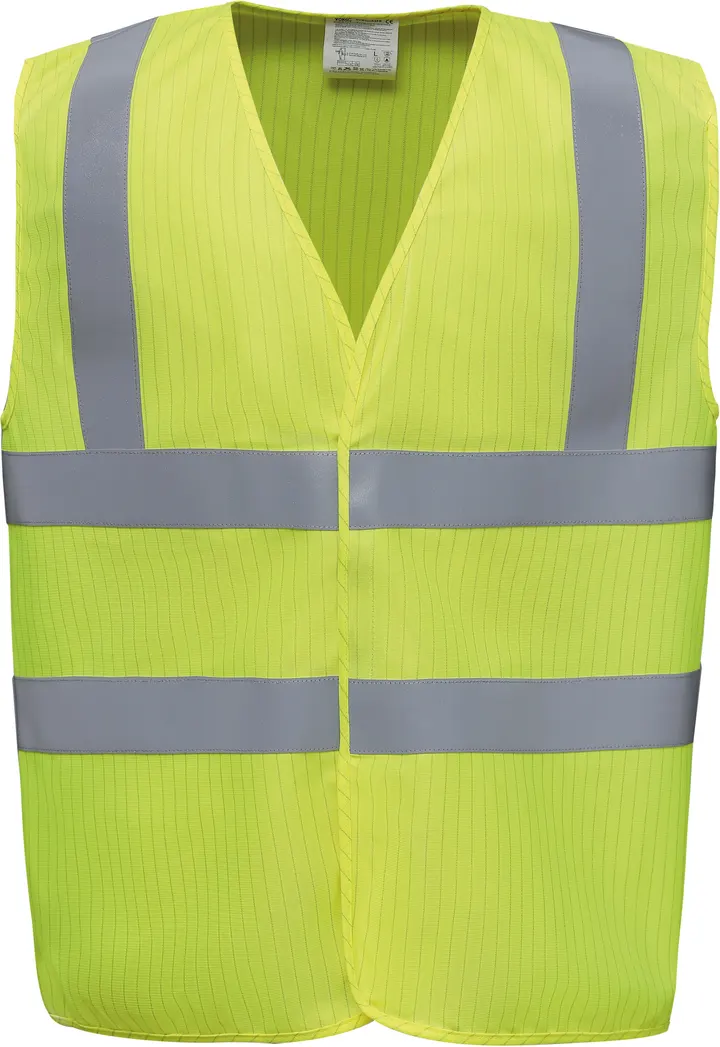 High visibility, anti-static and flame retardant waiscoast Hi Vis Yellow