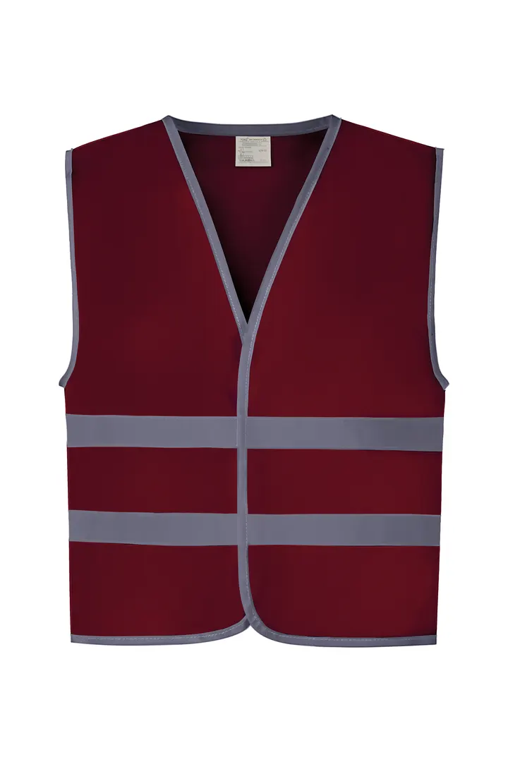 YOKO Kinderweste mit Reflexleiste in Warnfarbe Maroon