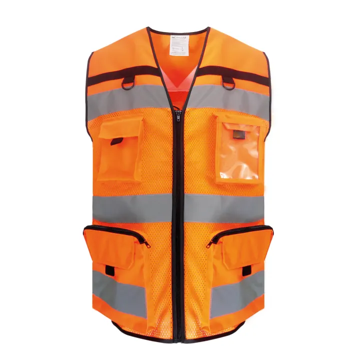 Zweifarbige Ripstop-Weste für hohe Sichtbarkeit Hi Vis Orange Mesh