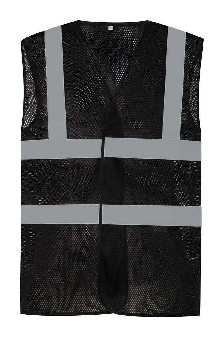 Hi-Vis recycled Open Mesh Waistcoat Black