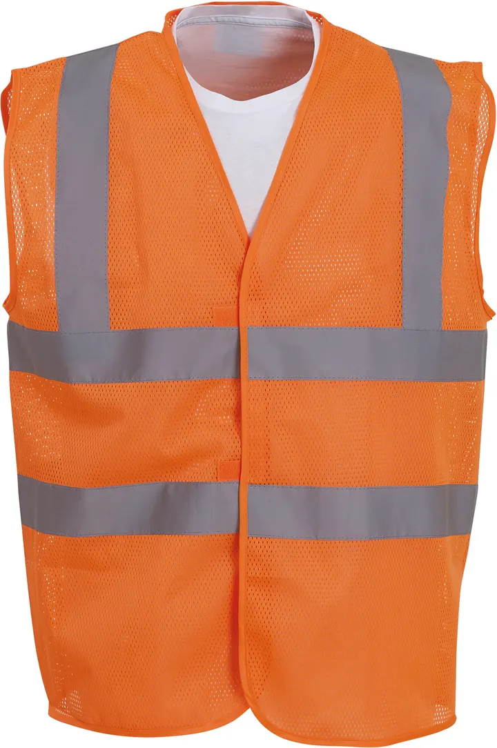 Hi-Vis recycled Open Mesh Waistcoat Hi Vis Orange