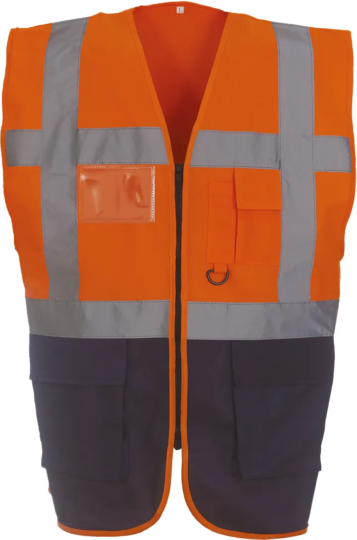 Hi-Vis Executive Waistcoat Hi Vis Orange / Navy