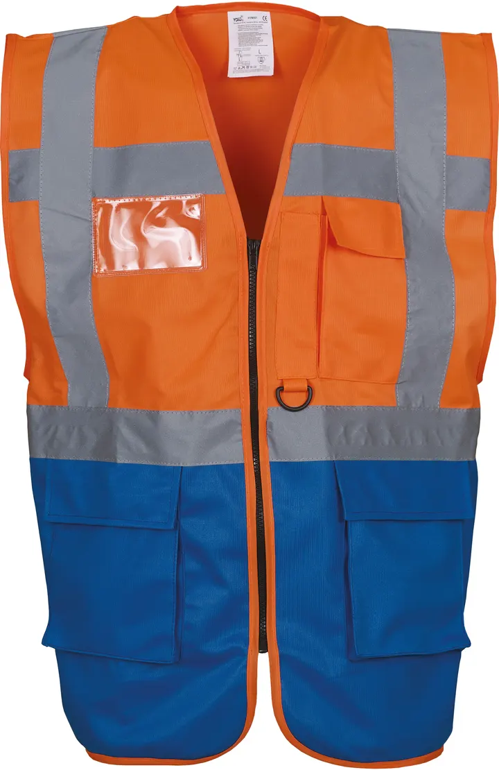 Hi-Vis Executive Waistcoat Hi Vis Orange / Royal Blue