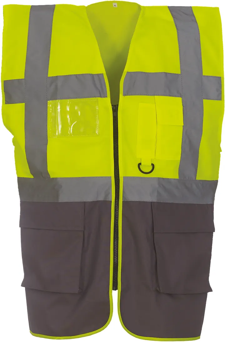 Hi-Vis Executive Waistcoat Hi Vis Yellow / Grey