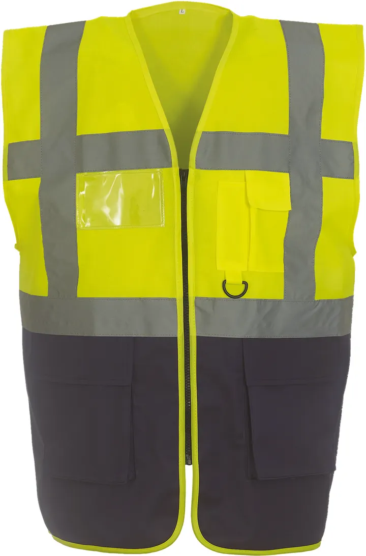 Hi-Vis Executive Waistcoat Hi Vis Yellow / Navy