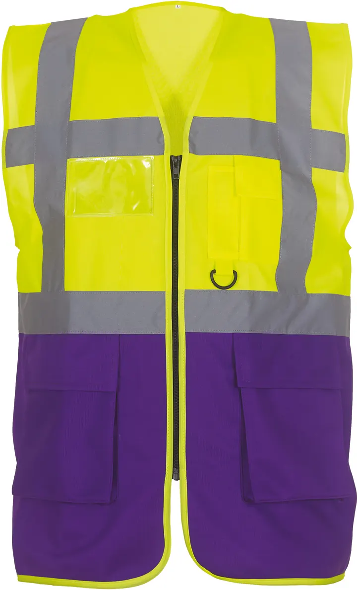 Hi-Vis Executive Waistcoat Hi Vis Yellow / Purple