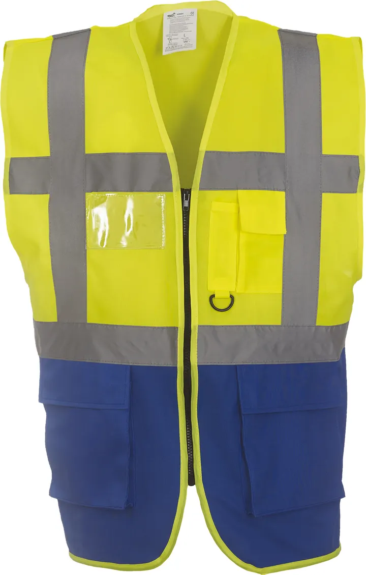 Hi-Vis Executive Waistcoat Hi Vis Yellow / Royal Blue