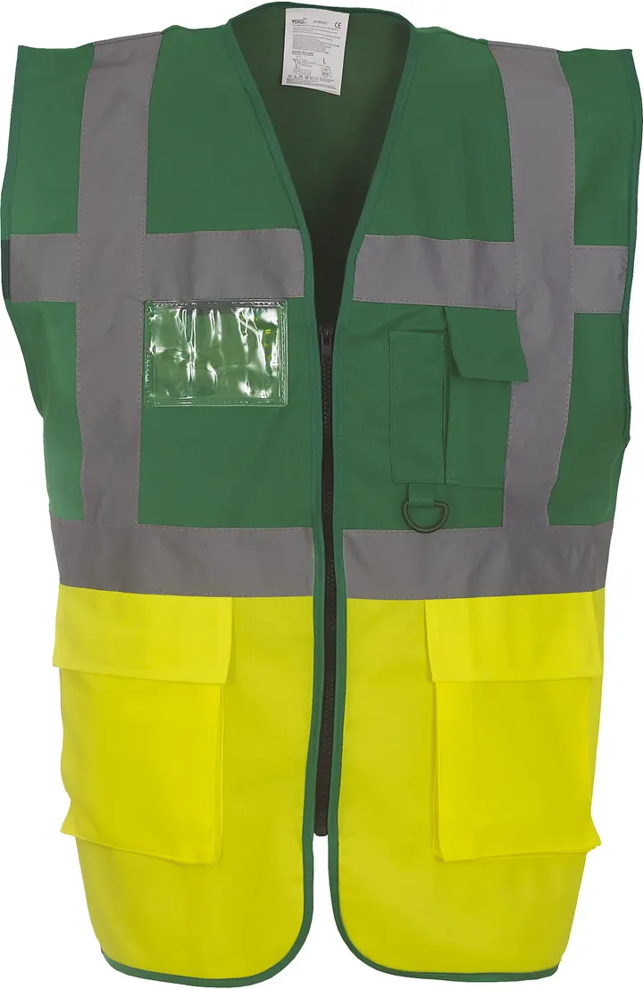 Hi-Vis Executive Waistcoat Paramedic Green / Hi Vis Yellow