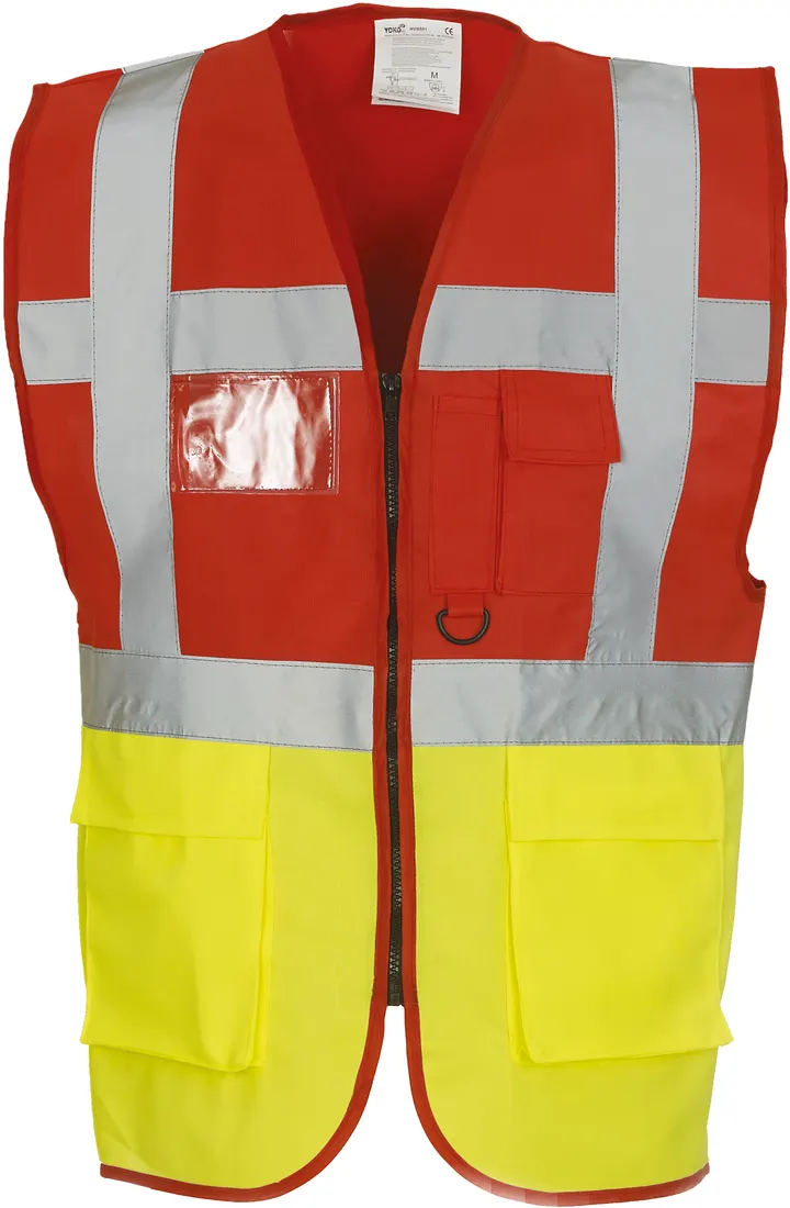 Hi-Vis Executive Waistcoat Red / Hi Vis Yellow