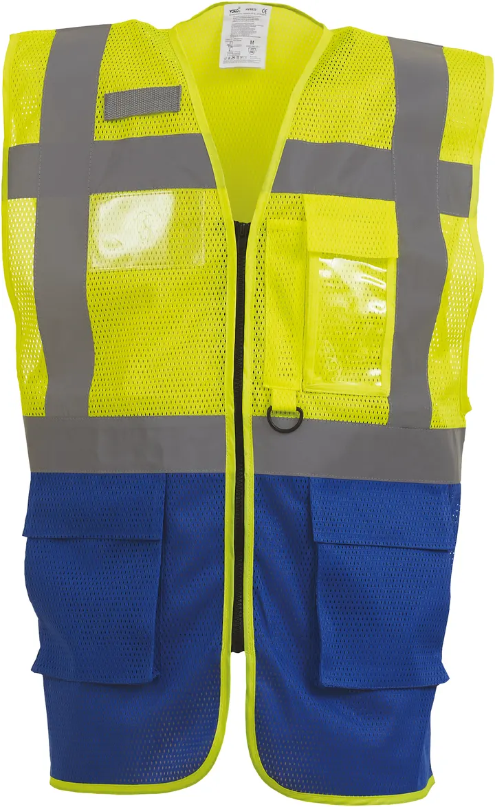 Top Cool - Hi-Vis mesh executive waistcoat Hi Vis Yellow / Royal Blue