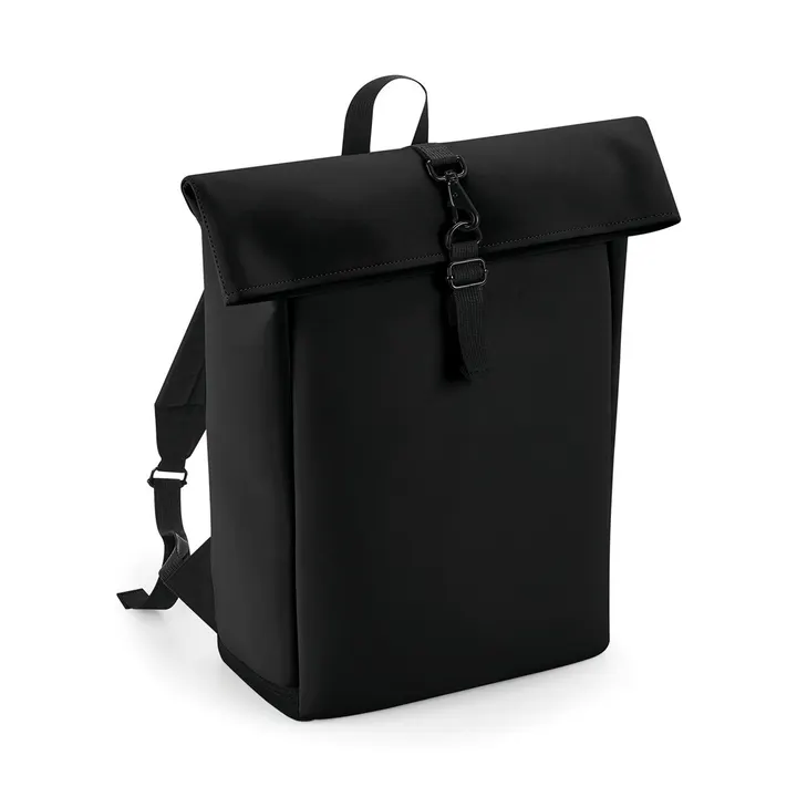 Sac à dos avec rabat roll-top en polyuréthane mat 1