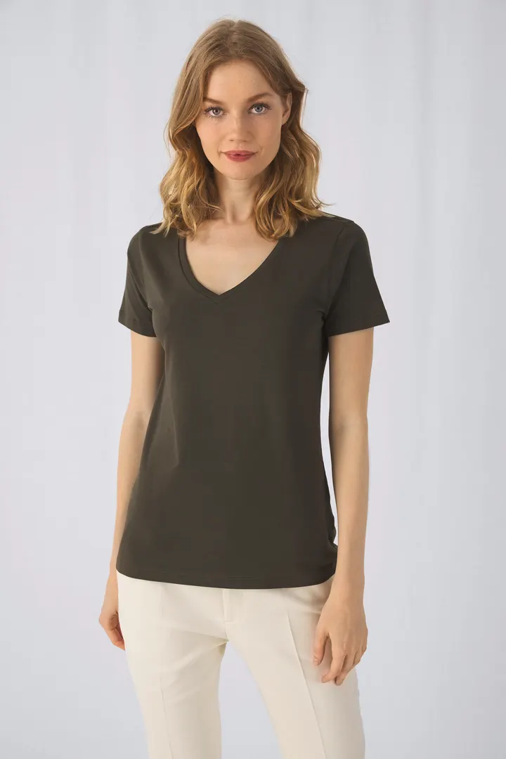 Ladies' Organic Inspire Cotton V-neck T-shirt 2