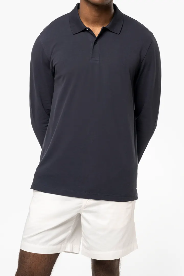 Herren Piqué-Polohemd lange Ärmel Bio-180