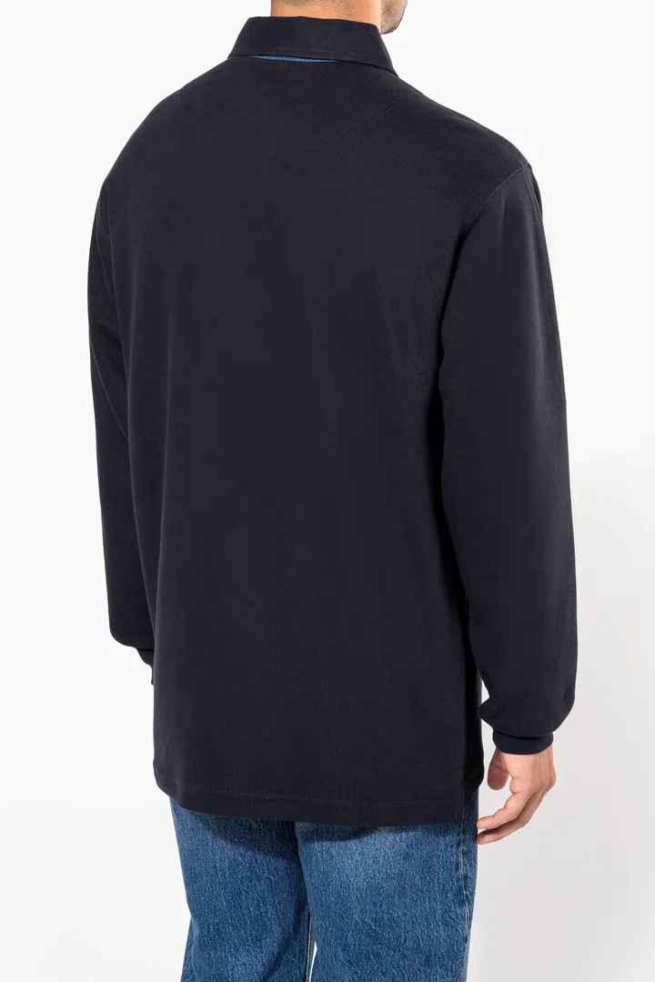 French rib > langarm-poloshirt 1