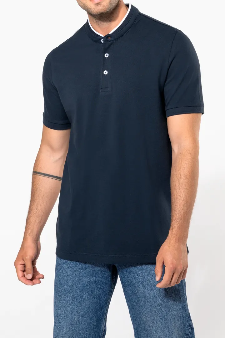 Kurzarm-Polohemd für Herren mit Maokragen 3