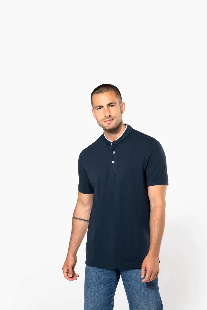 Kurzarm-Polohemd für Herren mit Maokragen 5