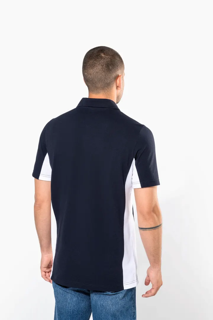 Zweifarbiges Kurzarm-Polohemd für Herren. Aus Baumwollpiqué 2