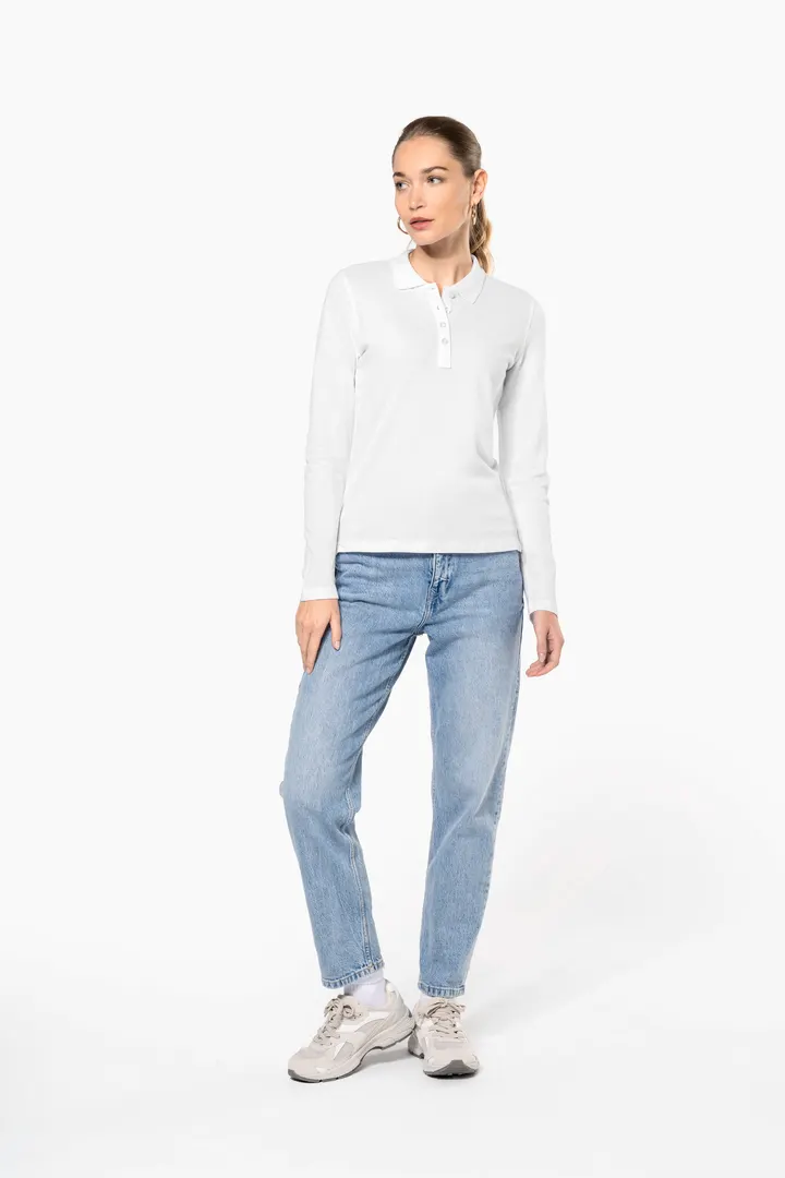 Polo piqué manches longues femme 5