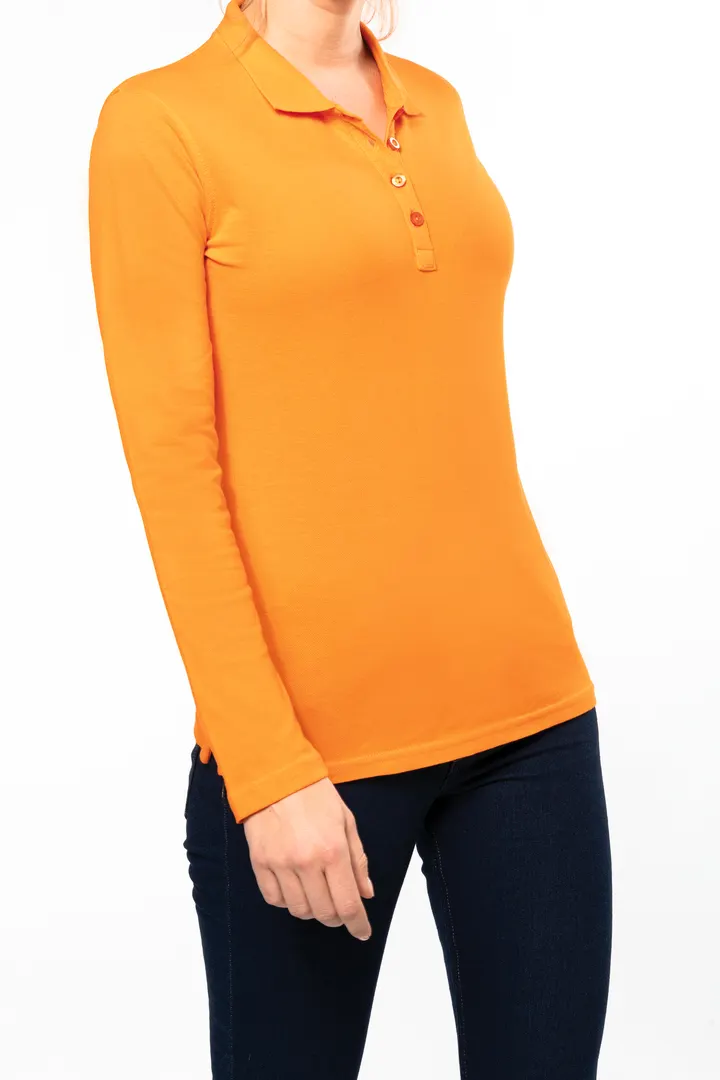 Polo piqué manches longues femme 3