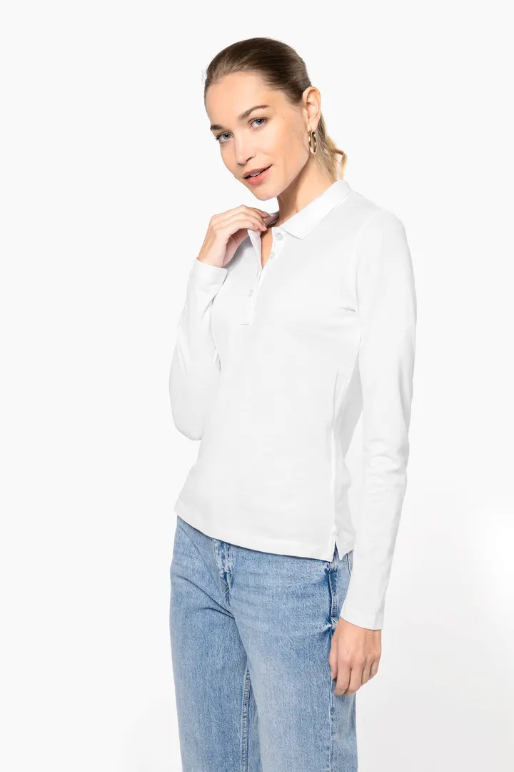 Polo piqué manches longues femme 2