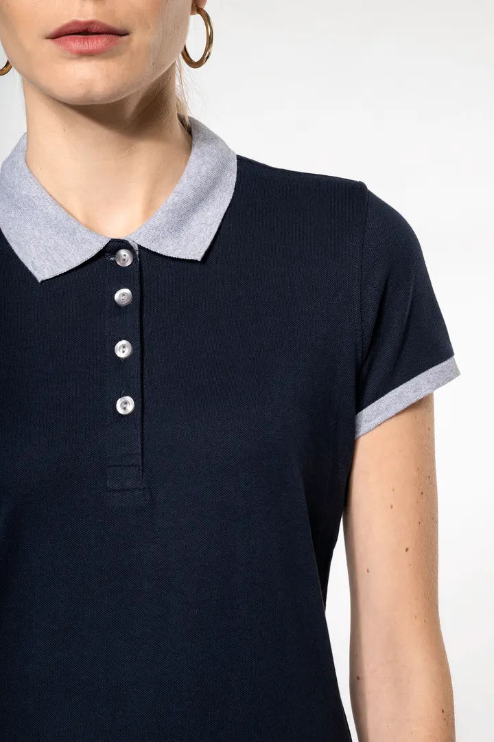 Zweifarbiges Piqué-Polohemd für Damen 5