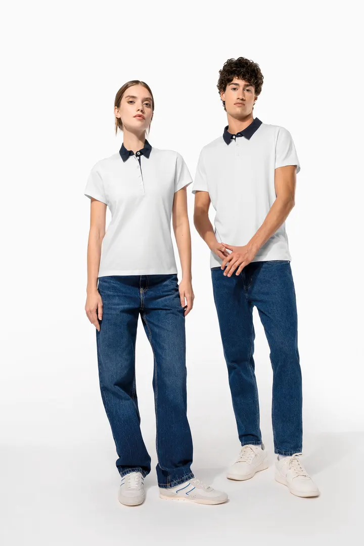 Zweifarbiges Jersey-Polohemd für Damen 10